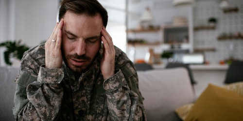 Solider struggling with Post-Traumatic Stress Syndrome (PTSD)